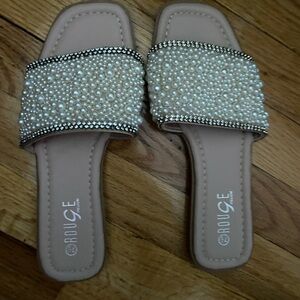 Rouge! White Beaded Embellished Women's Sandals